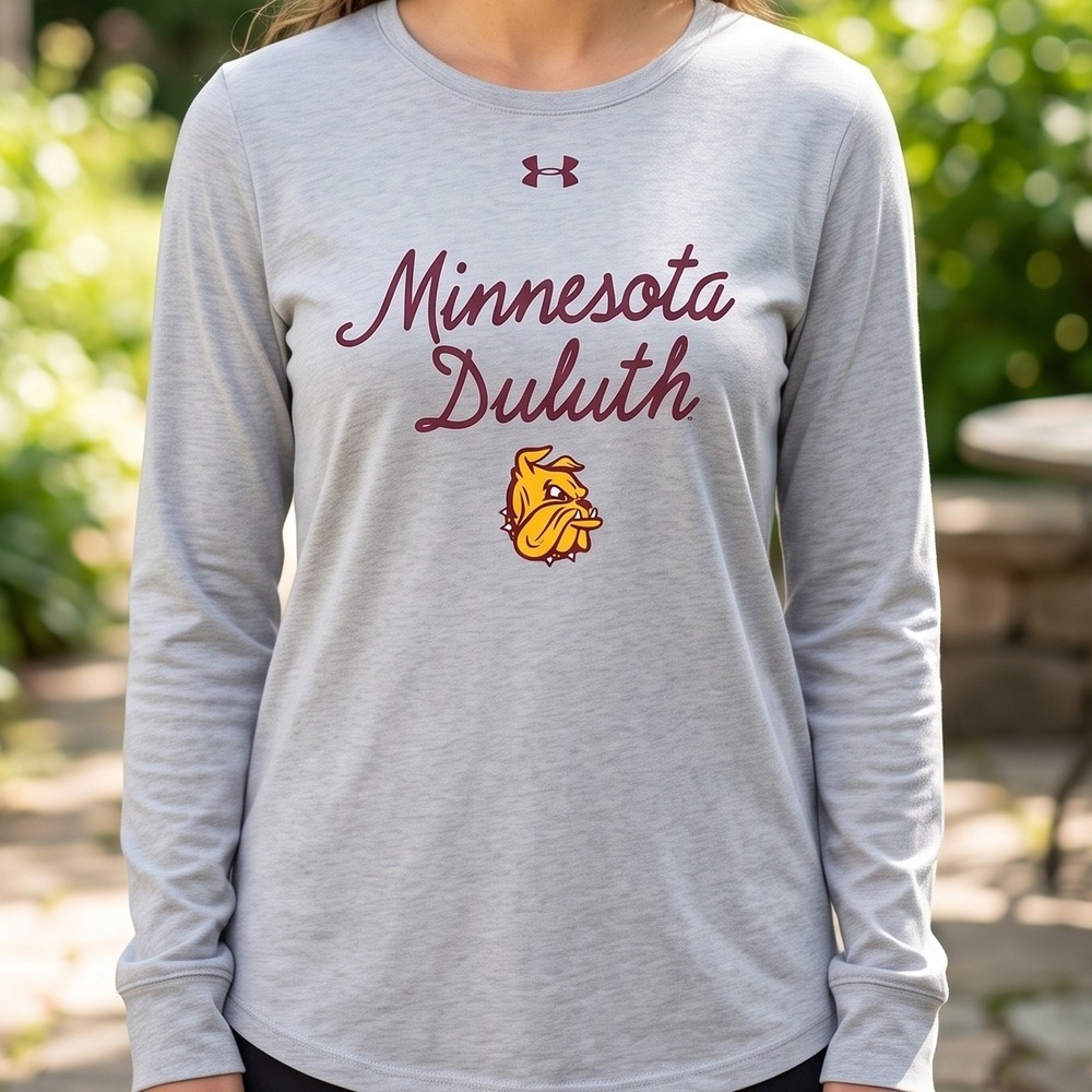 Under Armour Minnesota Duluth UMD Bulldogs HeatGear Long Sleeve Shirt Gray